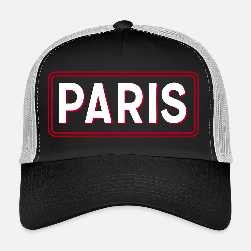 PARIS Retro 3D Weiß-Rot-Typografie Trucker Cap