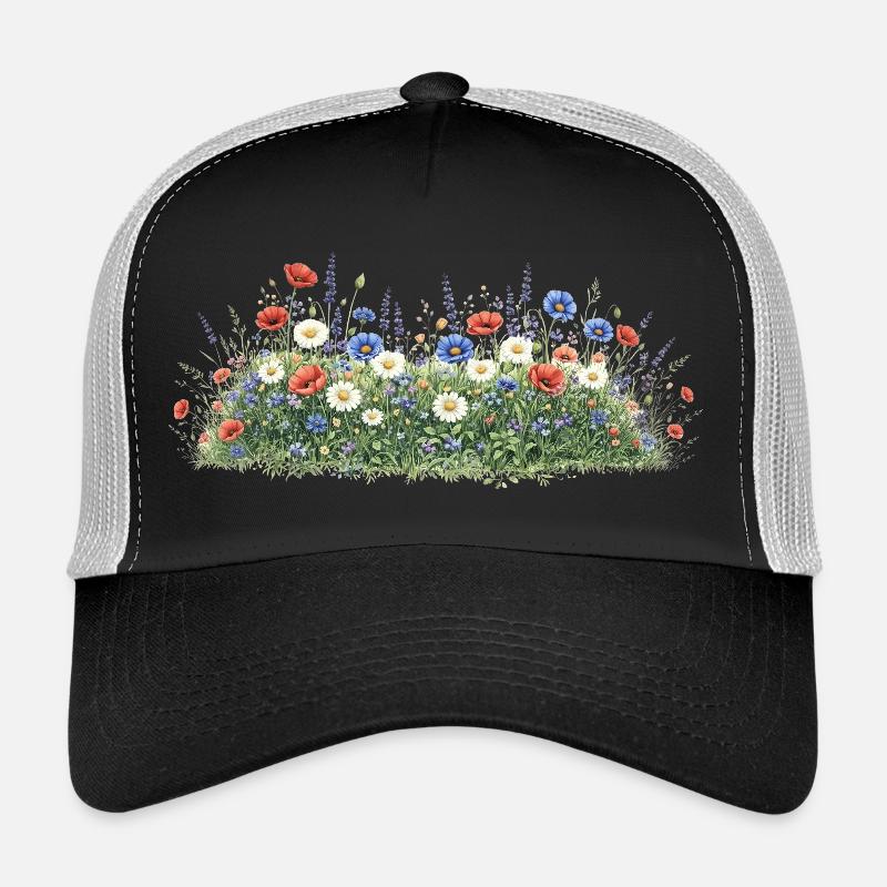 Bunte Wildblumenwiese mit Margeriten Trucker Cap