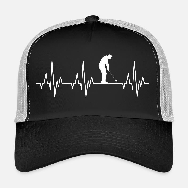 Heartbeat ECG Golf Golfer Golfer Golf Course Trucker Cap