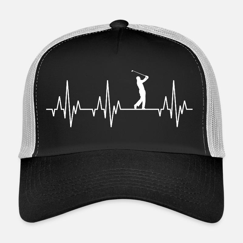 Heartbeat ECG Golf Golfer Golfer Golf Course Trucker Cap