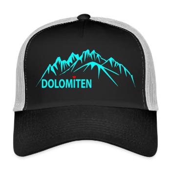 Dolomiten Bergpanorama Illustration - Trucker Cap - Schwarz/Steingrau - Vorne
