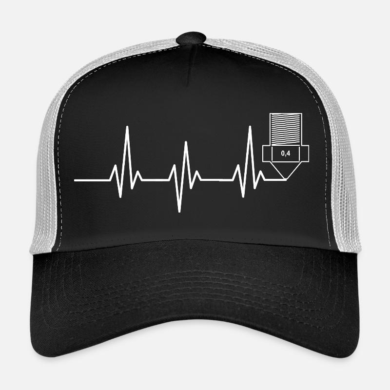 Herzschlag 3D Druck funny TShirt Design - Trucker Cap - Schwarz/Steingrau