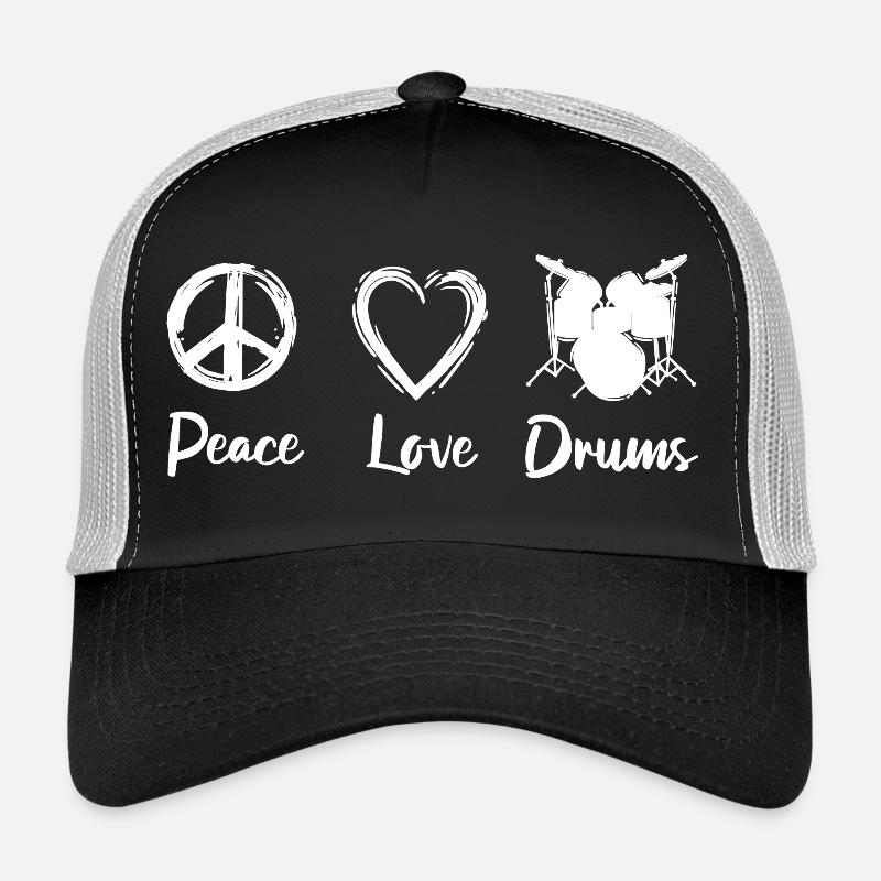 Peace Love Drums - Trucker Cap - Schwarz/Steingrau