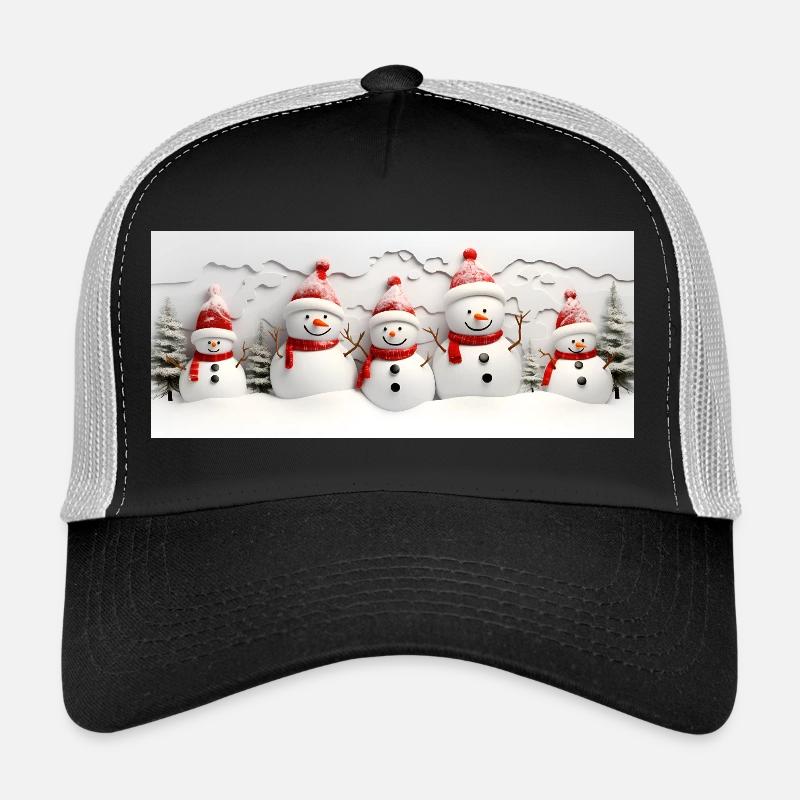 Schneemann-Set mit Tannenbäumen Trucker Cap