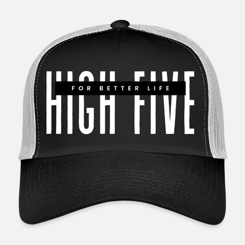 High Five for better life weiß - Trucker Cap - Schwarz/Steingrau