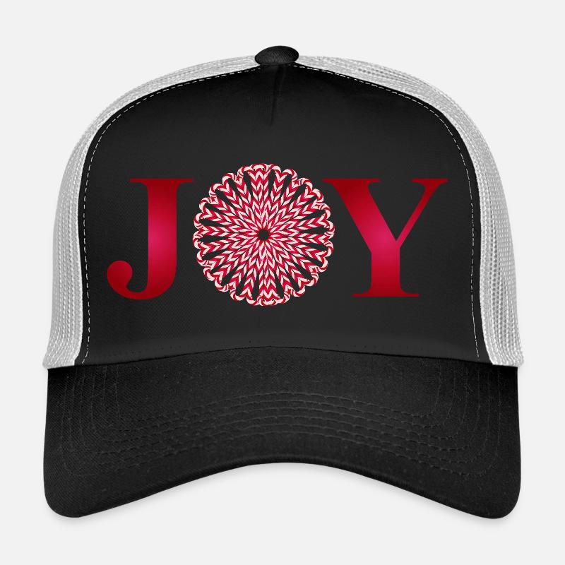 JOY – Christmas typography with candy canes Trucker Cap