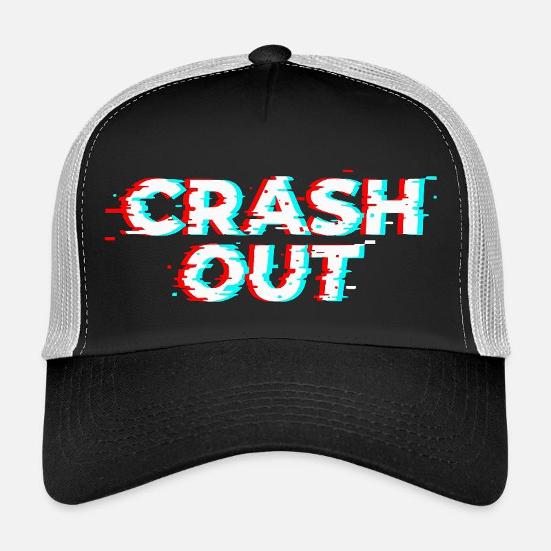 Crash Out - Glitch Style White Red Cyan Casquette trucker 
