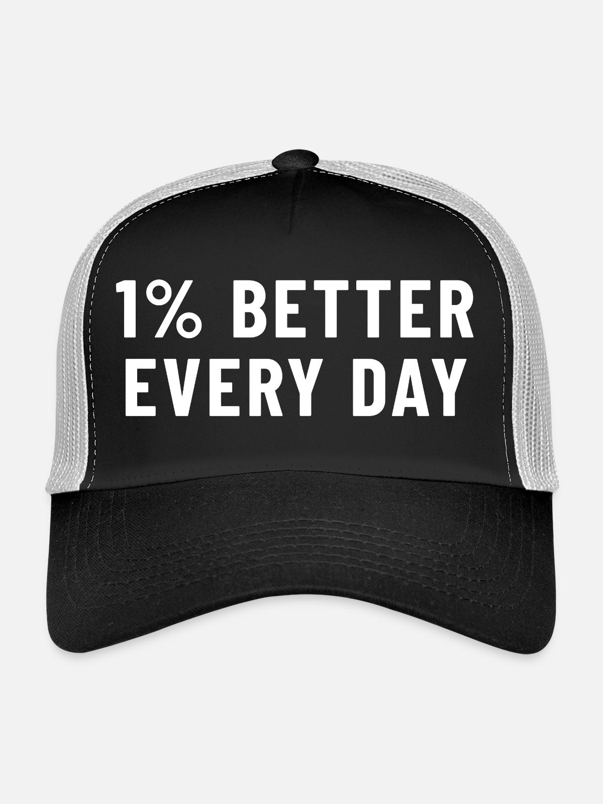 1% Better Every Day - Trucker Cap - black/stone grey - Front