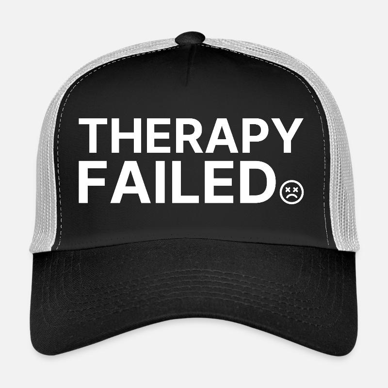 Therapy Failed Minimal Typo Spruch - Trucker Cap - Schwarz/Steingrau