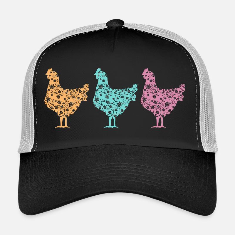 Fans de poulet - Coq - Coq - Poulet fleur - Bio - Casquette trucker - noir/gris pierre