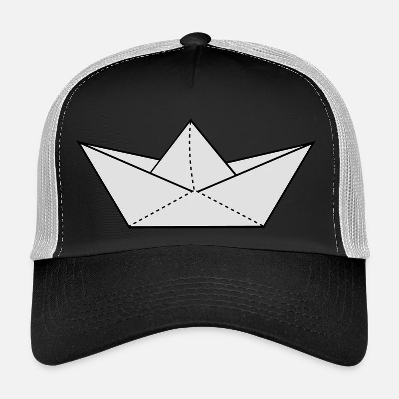 papier origami boot - Trucker Cap - Schwarz/Steingrau