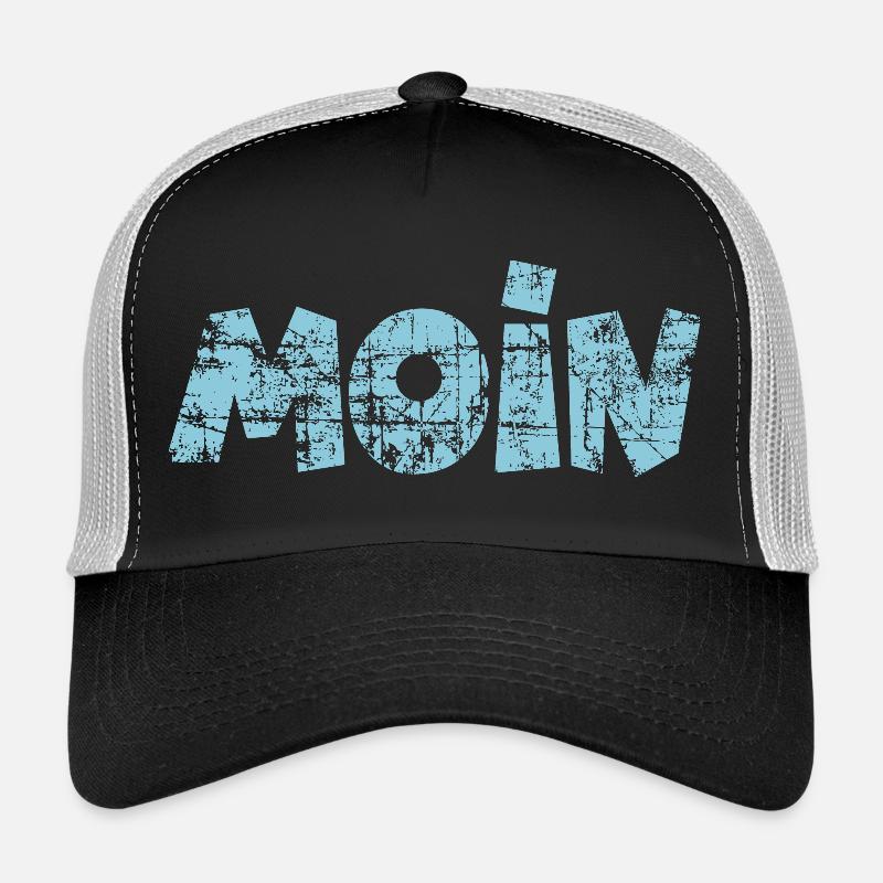 Moin (Vintage Hellblau) Norddeutscher Gruß - Trucker Cap - Schwarz/Steingrau