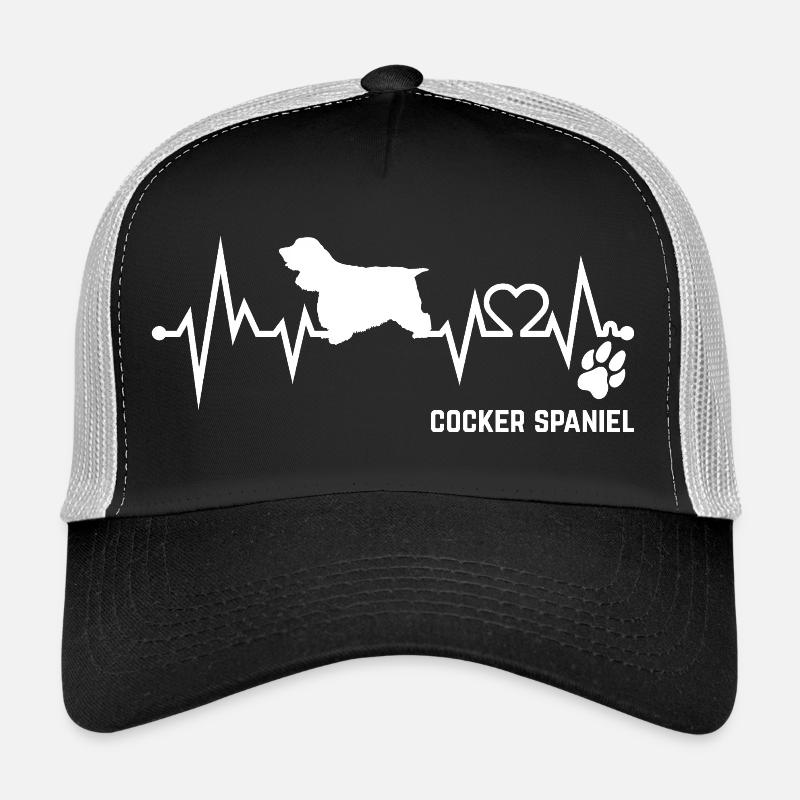 Cocker Spaniel Herzschlag Puls EKG Hund Geschenk - Trucker Cap - Schwarz/Steingrau