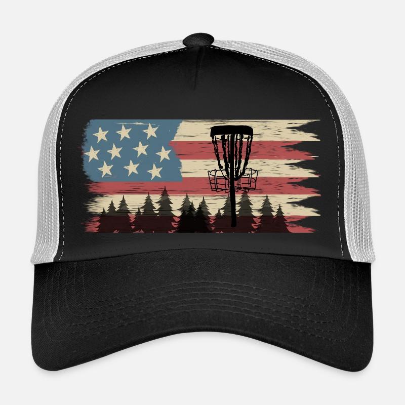 Disc Golf Drapeau US Vintage Frisbee Golf Casquette trucker 