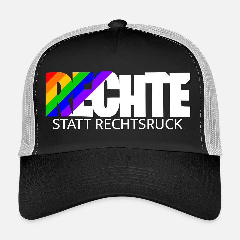 Menschenrechte statt Rechtsruck - Regenbogen - Trucker Cap - Schwarz/Steingrau