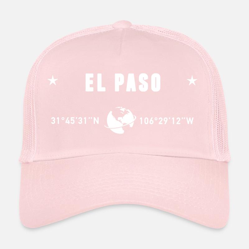 El Paso Texas Coordinates Planet Earth White Trucker Cap