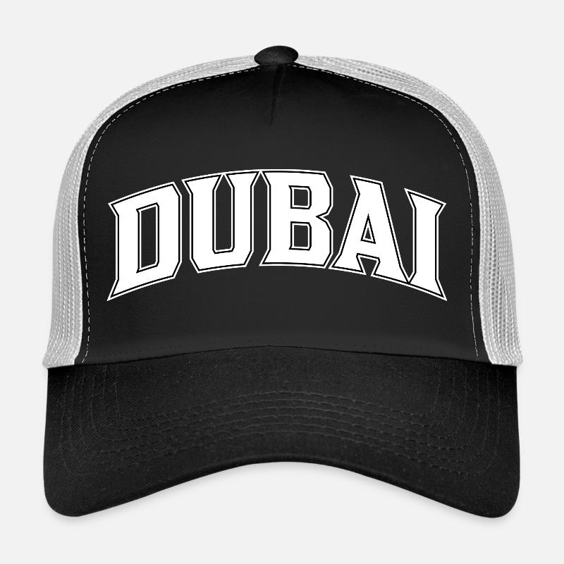 Dubai Schriftzug im Bogen - Trucker Cap - Schwarz/Steingrau