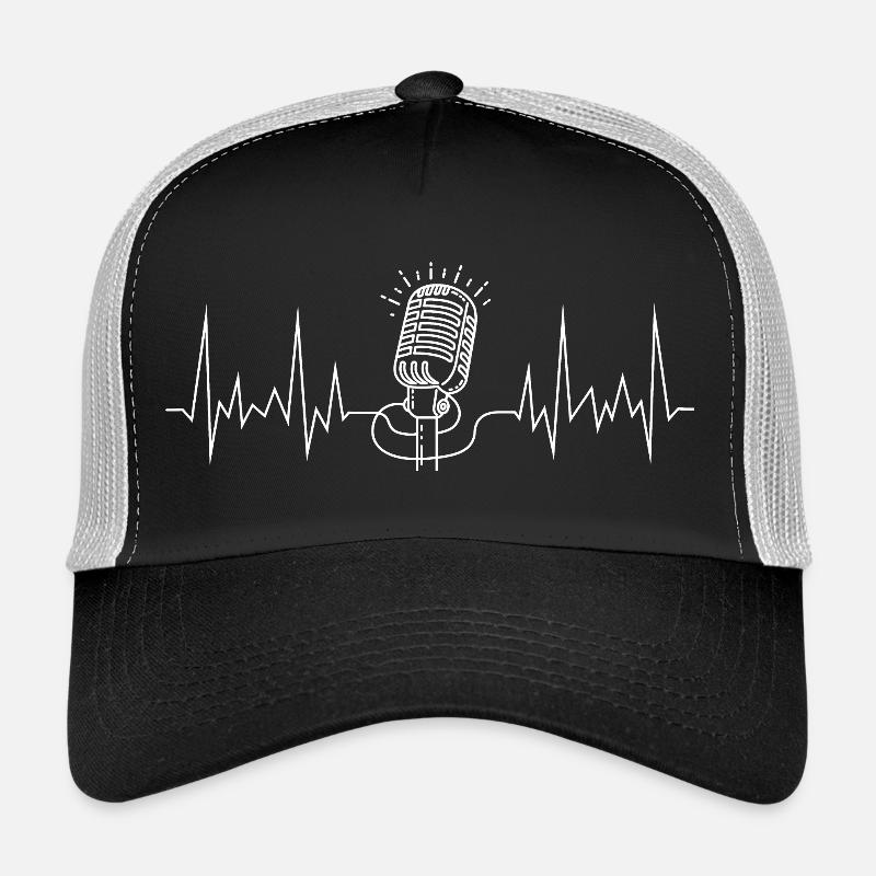 wave line microphone white Trucker Cap