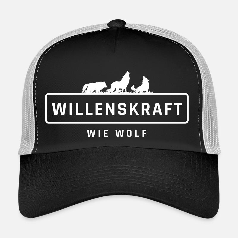 WILLENSKRAFT wie Wolf! - Trucker Cap - Schwarz/Steingrau