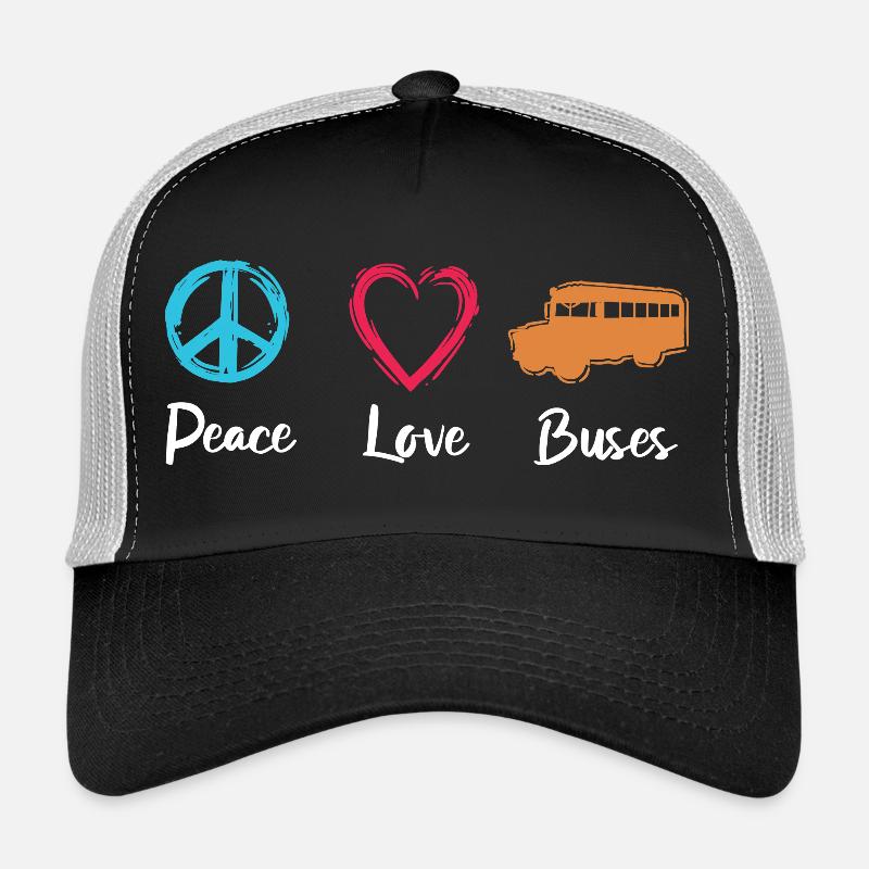 Peace Love Buses Trucker Cap