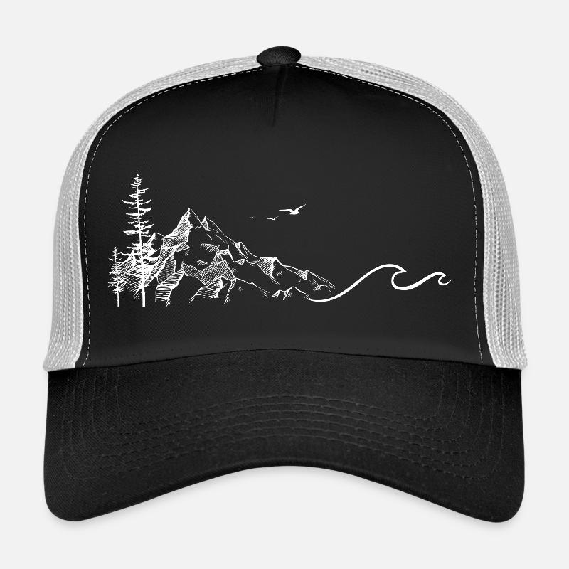 Berglandschaft mit einladenden Wellen Trucker Cap