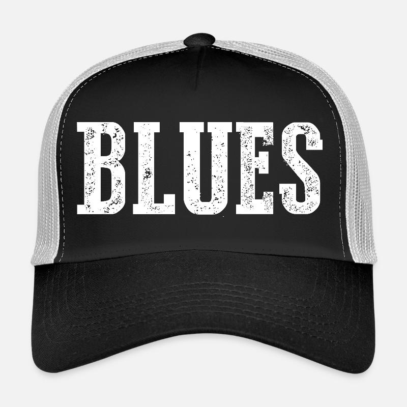 Vintage Blues Typografie Design - Trucker Cap - Schwarz/Steingrau