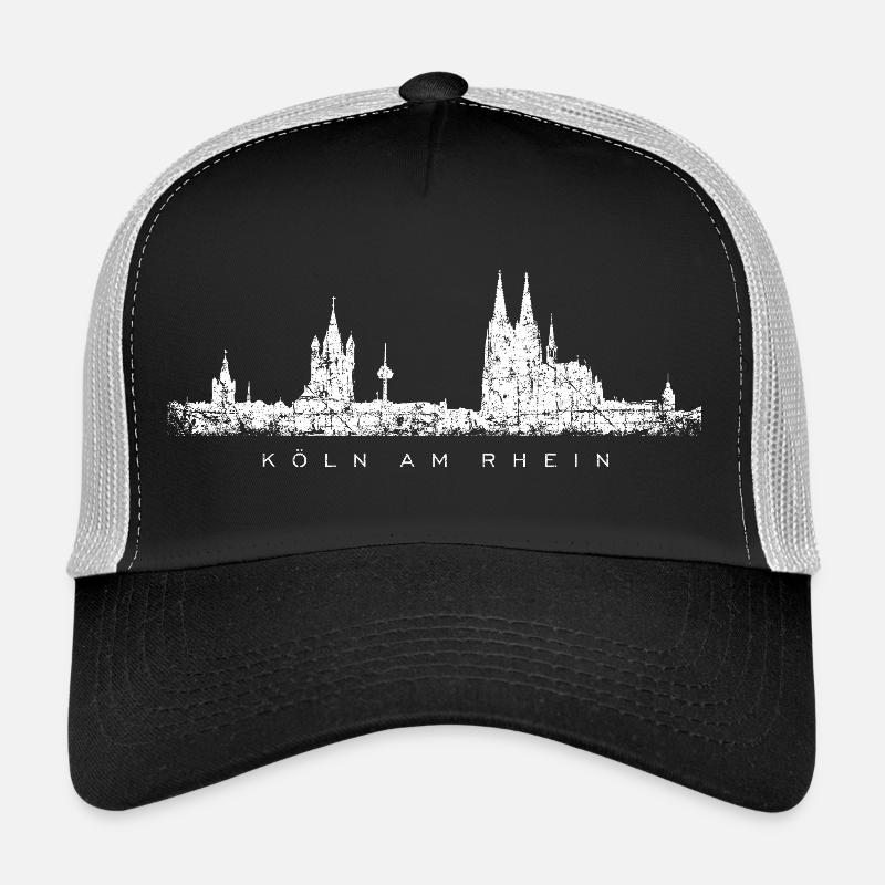 Köln am Rhein Kölner Skyline (Vintage/Weiß) Trucker Cap