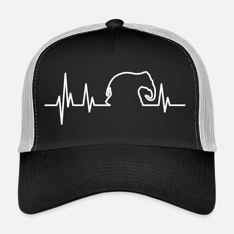 Éléphant battement de coeur blanc Casquette trucker 