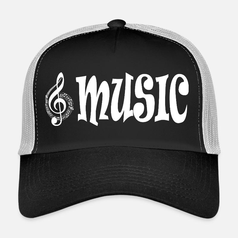Musique - Style typographique classique rétro - Casquette trucker  - noir/gris pierre