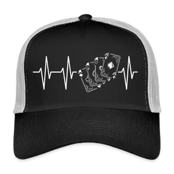 Pulse cartes à jouer skat poker heartbeat joueur - Casquette trucker  - noir/gris pierre - Devant