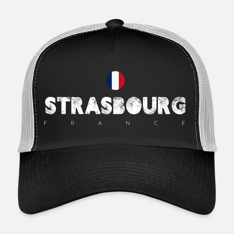 Strasbourg Distressed Flag Typography Trucker Cap