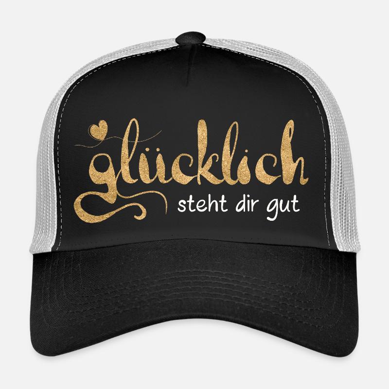 Glücklich steht dir gut - Trucker Cap - Schwarz/Steingrau