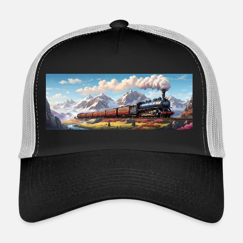 Train de chemin de fer nostalgique avec locomotive à vapeur Casquette trucker 