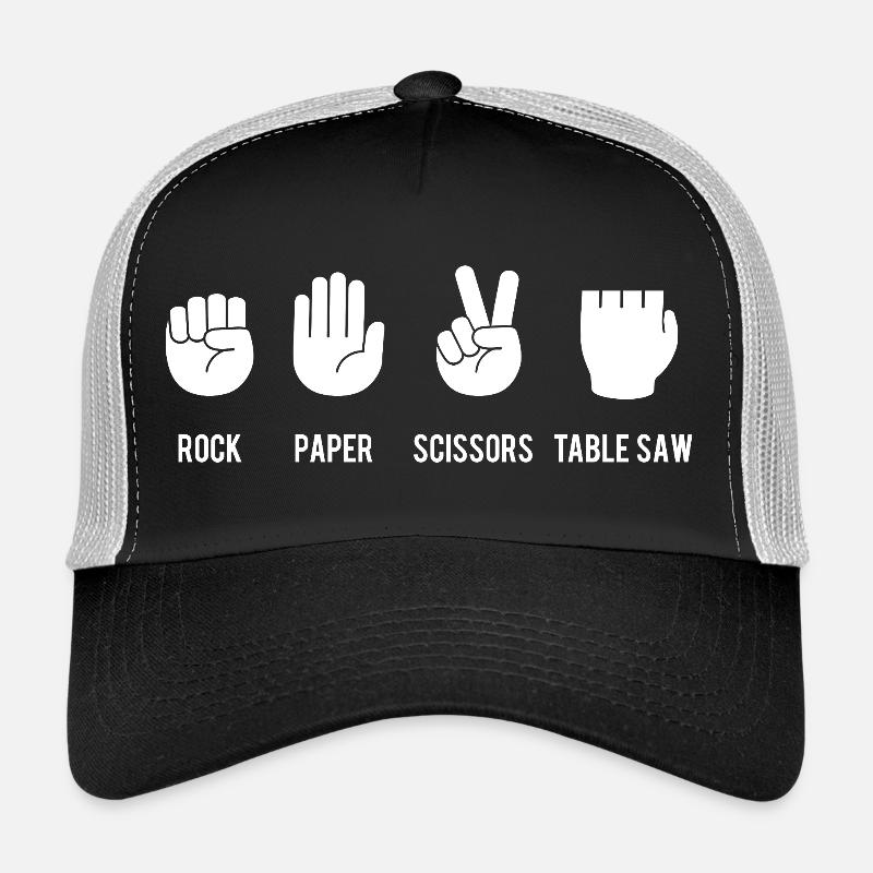 Schere, Stein, Papier, Tischsäge, Holzbearbeitung - Trucker Cap - Schwarz/Steingrau