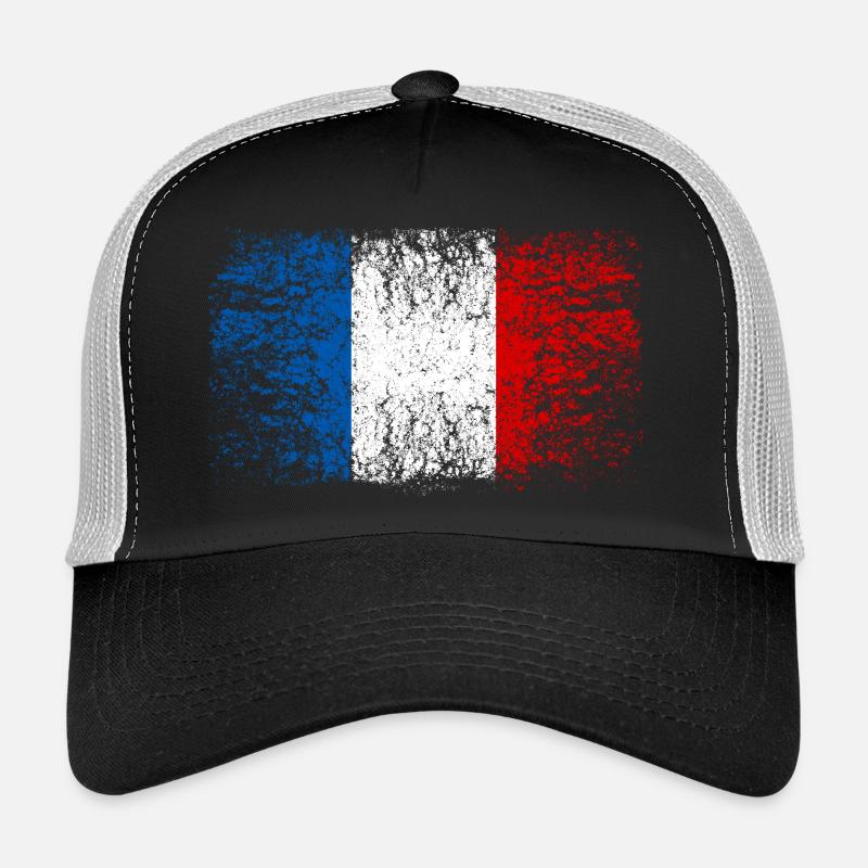 Frankreich 002 AllroundDesigns - Trucker Cap - Schwarz/Steingrau