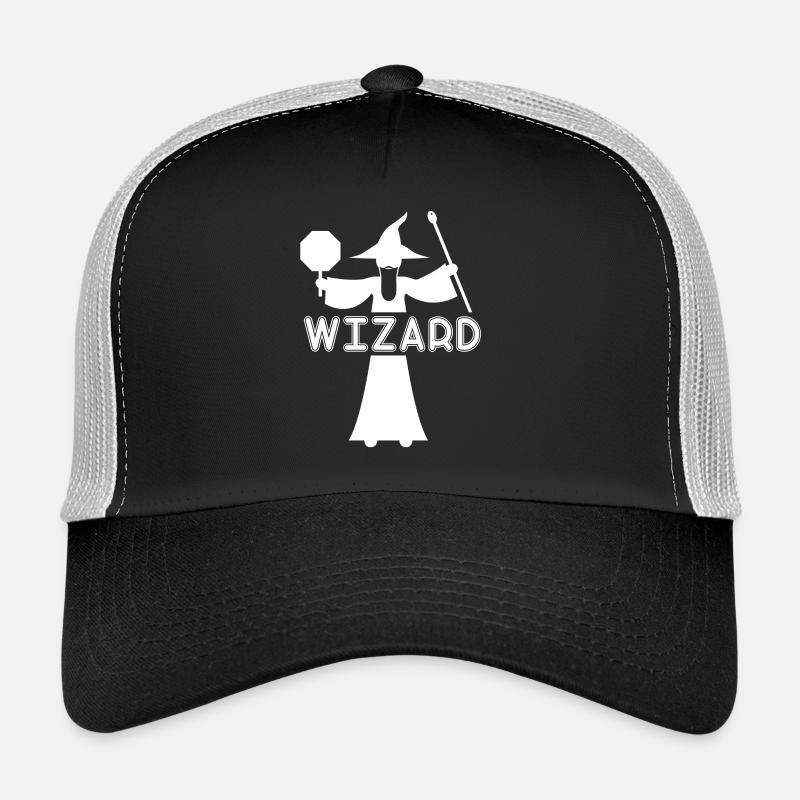 Wizard silhouette with magic wand - Trucker Cap - black/stone grey