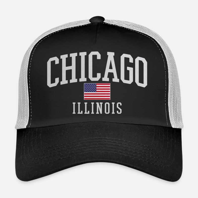 Emblème de l’arc du drapeau de Chicago - Casquette trucker  - noir/gris pierre