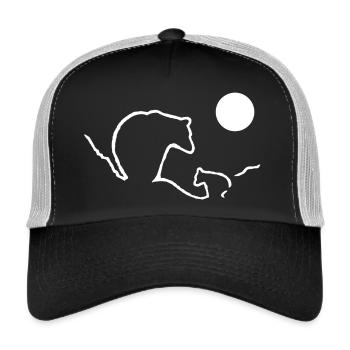 Mama Bär und Junges - Trucker Cap - Schwarz/Steingrau - Vorne