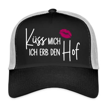 Küss mich Ich erb den Hof - Trucker Cap - Schwarz/Steingrau - Vorne