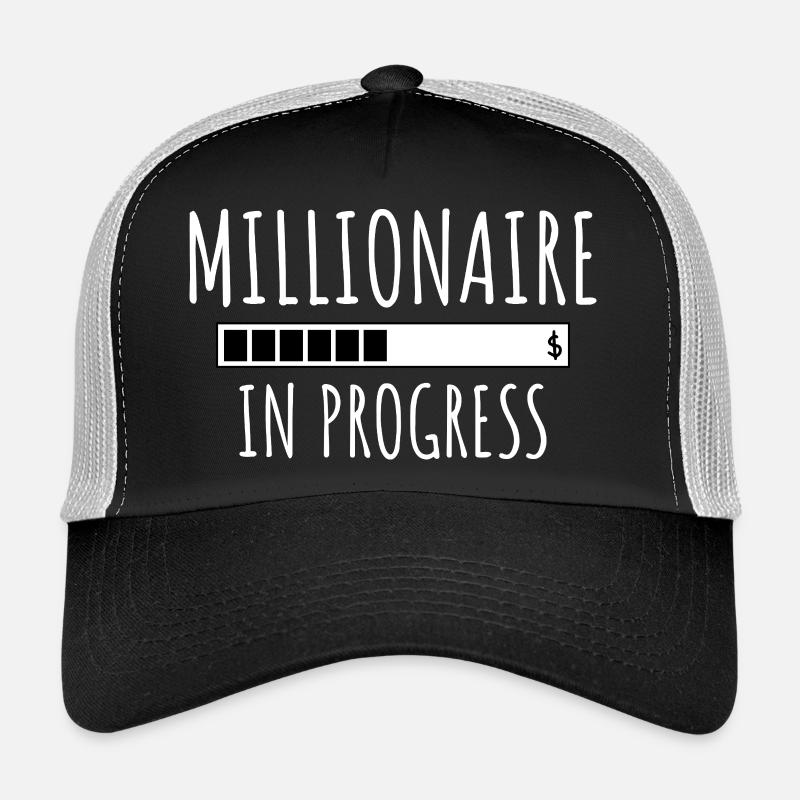 Millionaire In Progress – Motivations Design - Trucker Cap - Schwarz/Steingrau