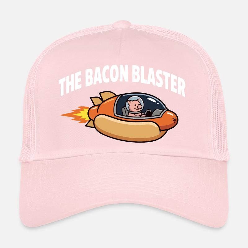 Bacon Blaster Funny Space Pig Rocket Design Trucker Cap