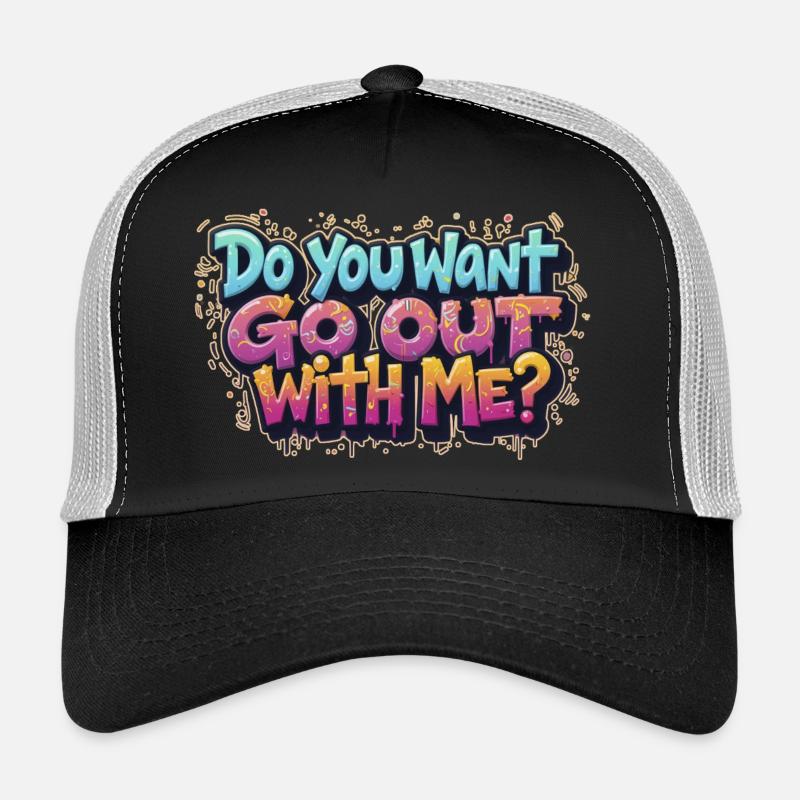 Veux-tu sortir avec moi - Casquette trucker  - noir/gris pierre