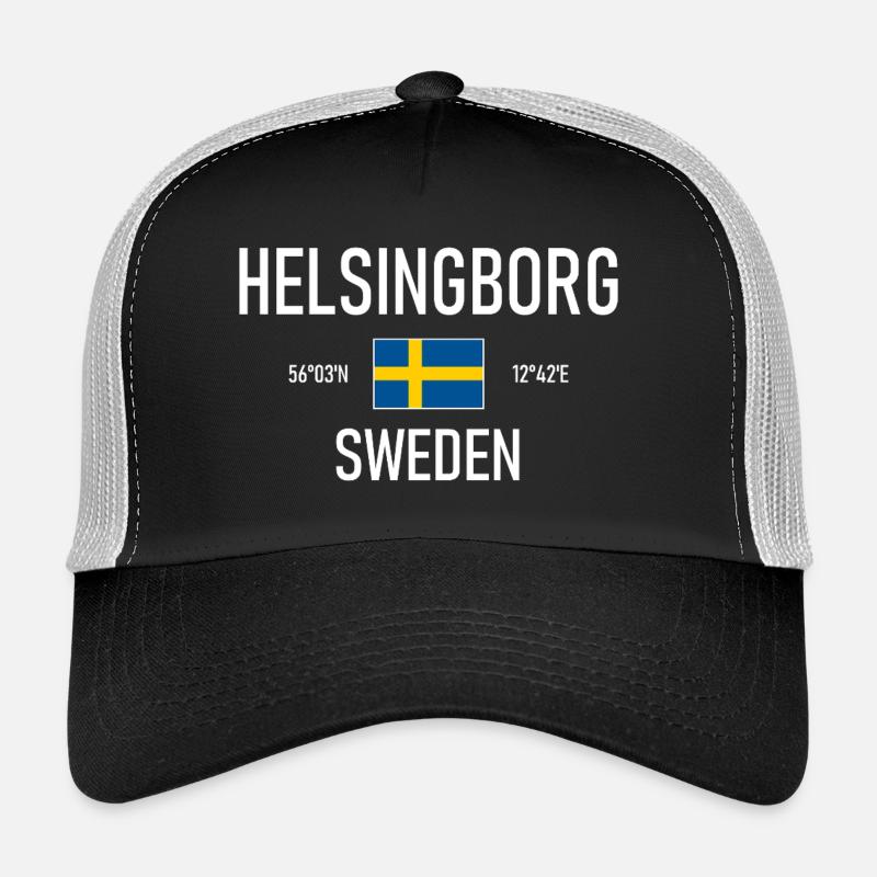 Helsingborg - Suède Sverige Drapeau Coordonnées Casquette trucker 