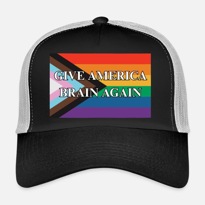 Give America Brain Again Progress Pride Flag Trucker Cap