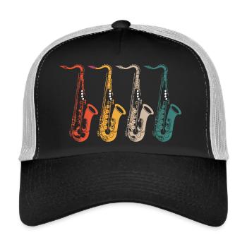 Saxophon Saxophon Saxophon - Trucker Cap - Schwarz/Steingrau - Vorne