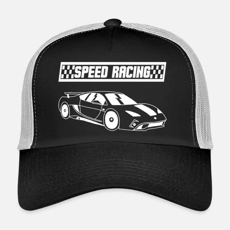 Voiture de course blanche Casquette trucker 