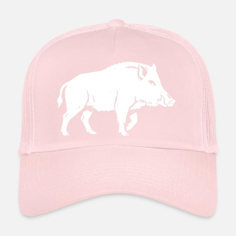 Wild Boar Silhouette Hunter Forest Vector Trucker Cap