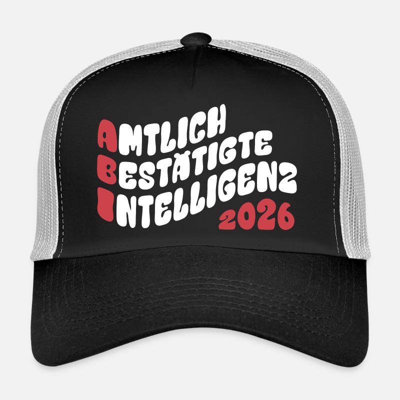 Abi 2026 - Abitur - Retro Flow Style Geschenk - Trucker Cap - Schwarz/Steingrau