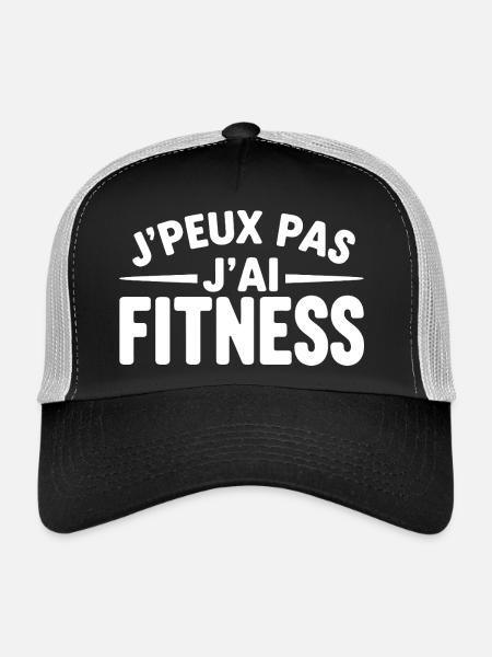 cadeau sport pour homme j'peux pas j'ai fitness - Casquette trucker  - noir/gris pierre - Devant