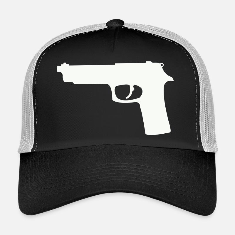 Pistol silhouette in contrast Trucker Cap